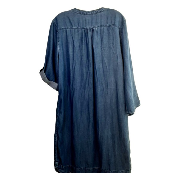 Spense Shirt Dress Womens Lyocell Sz M Blue Chambray Button Up Roll Tab Sleeves - Picture 5 of 10